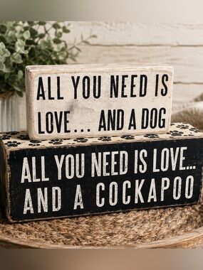 Primitives by Kathy Dog Lover Wood Block Sign Set | Cockapoo Rustic Decor